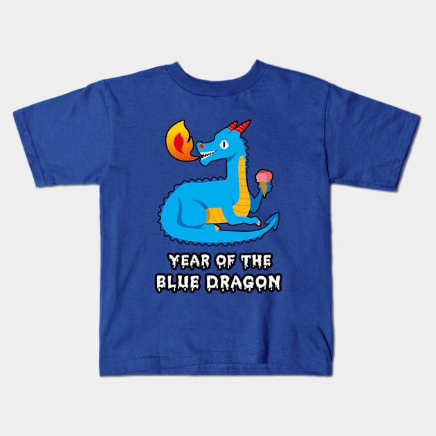 🐲 2024 Year of the Cute Blue Dragon Kids T-Shirt by Pixoplanet